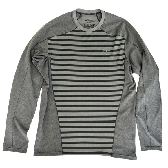 Patagonia Shirt Men's Size Medium Capilene Long Sleeve Grey Crewnec Baselayer - Picture 1 of 4